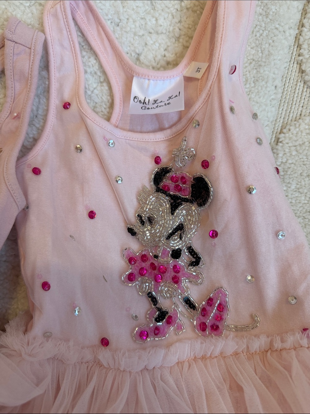Ooh! La, La! Couture Pink Tulle Princess & Minnie Twin Dress Set - Picture 4 of 5